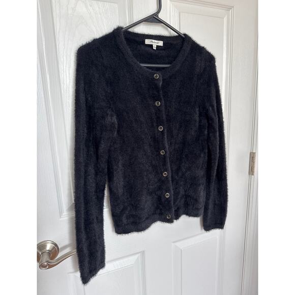 Madewell Hewitt Fuzzy Cardigan Sweater button down Black small - Picture 8 of 14